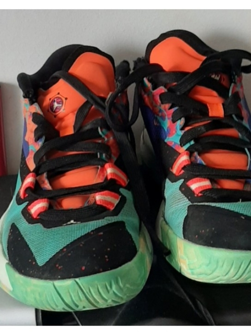 Kids Athletic Sneakers in Orange, Teal and Black